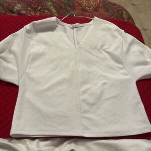 Zara White V-Neck Blouse